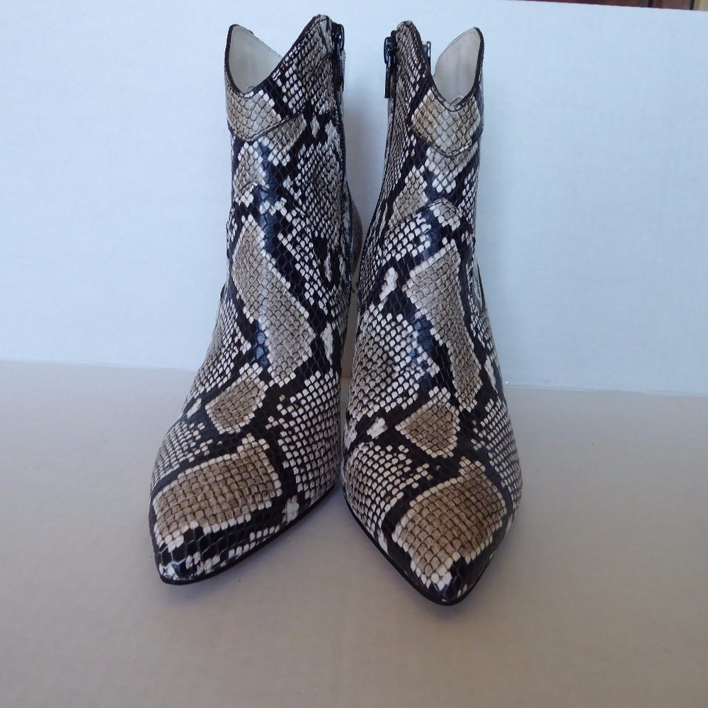 Gianni Binni Python Print Leather Booties,6.5m,New - image 2